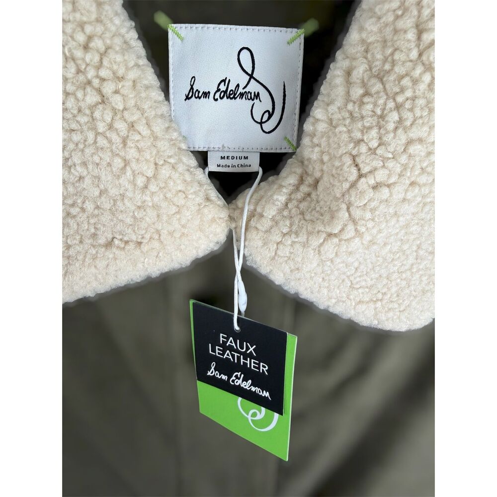 Sam Edelman NWT Olive Green Sherpa Collar Utility Jacket, SIZE M - Picture 3 of 8